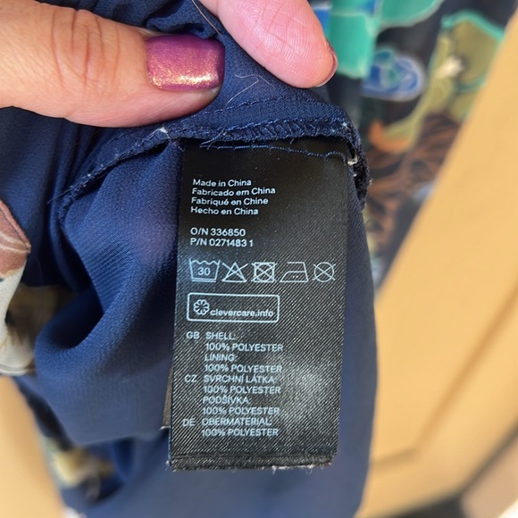 H&M CONSCIOUS Navy Blue & Green Boho Floral Button Down Chiffon Maxi Dress 2 - Picture 13 of 13